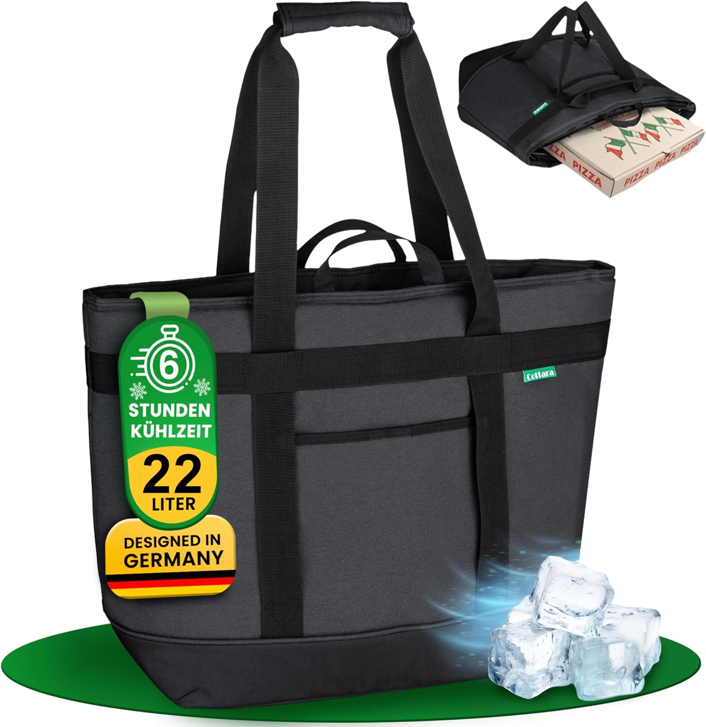 Isolier-Kühltasche – auslaufsicher, klappbar, wasserbeständig, isoliert, 22l, grau