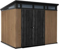 Keter Gartenhaus Pent 9 x 7 mit Holzoptik und Lamellen, 6 m², 227 x 218 x 226 cm