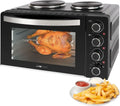 Clatronic Mini-Backofen 28L mit Umluft und Drehspieß – Backen und Kochen zeitgleich, 100-230°C, 3100W