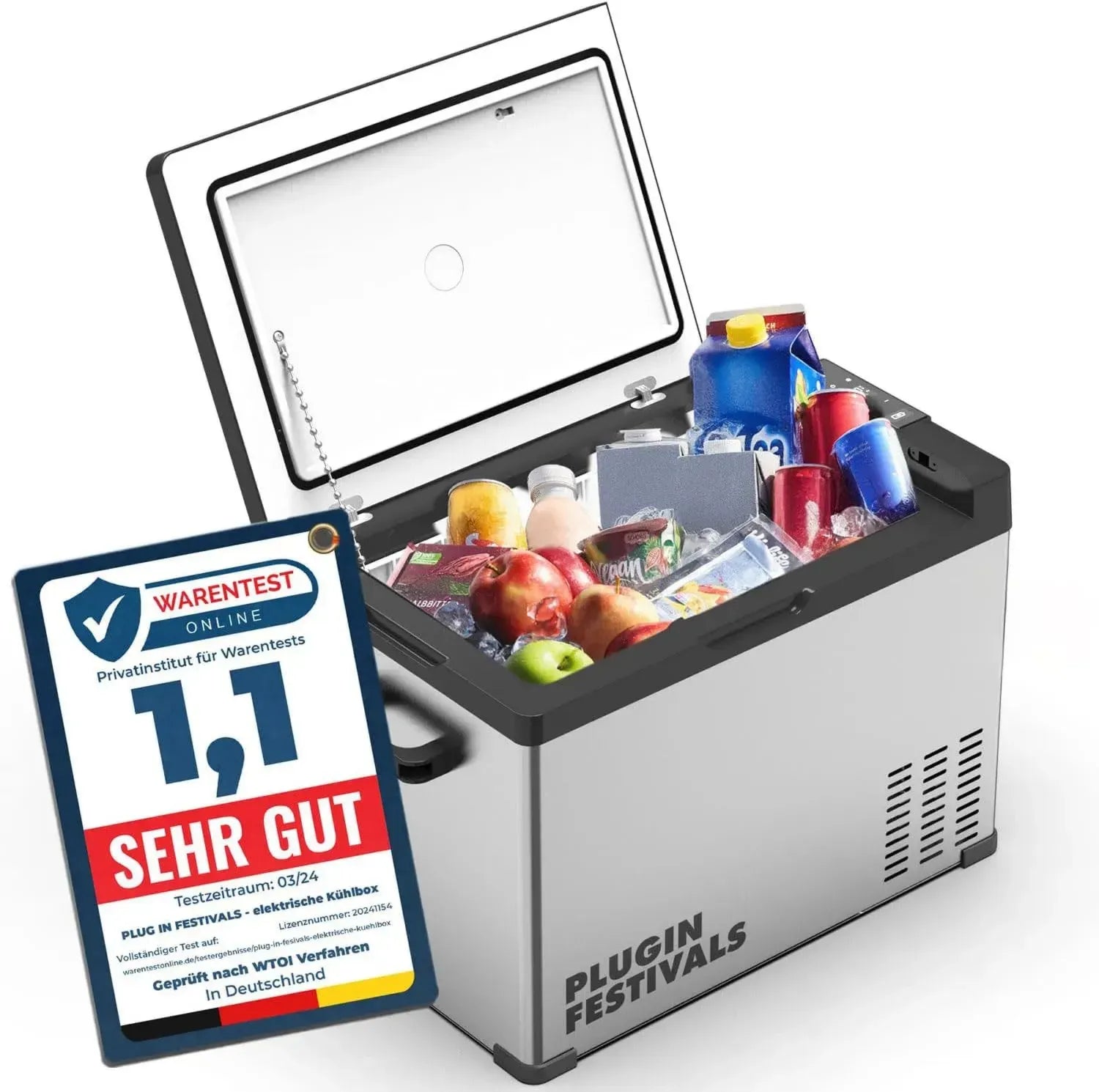 Tragbare elektrische Kühlbox 40L - Kompressor bis -20°C - Auto- und Campingkühlschrank - 12V/230V