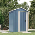 LAPOOH Geräteschuppen aus verzinktem Stahl, 126x97,5x177 cm, grauer Fahrradunterstand und Gartenlager