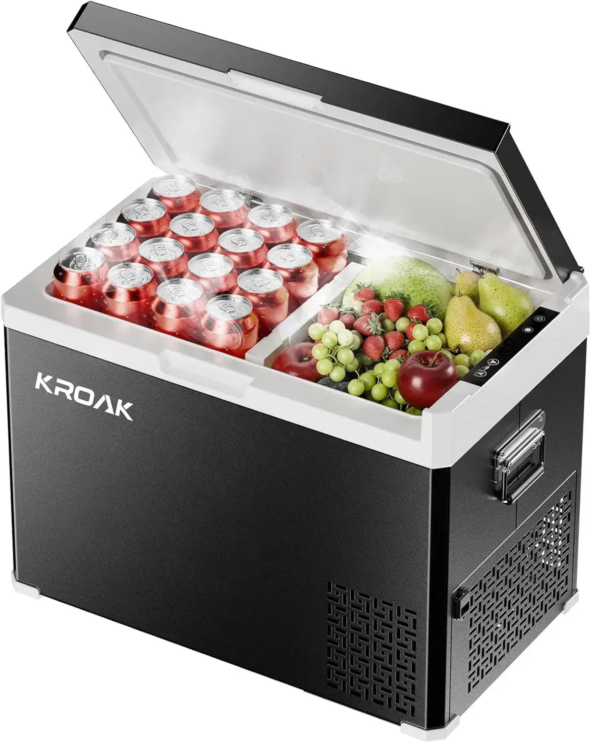 40L Dualzone Kompressor-Kühlbox, Mobil Kühlschrank für Auto, LKW und Boot, -20°C bis 20°C, 12/24/230V mit Trennwand