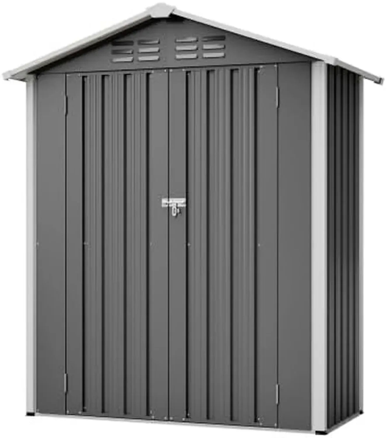 Kompaktes Metall-Gartenhaus 154x83x180cm, abschließbar mit Fundament, ideal für Balkon und Terrasse, Grau