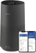 Philips 1000i Luftreiniger, effizient gegen Keime und Allergene, für Räume bis 78 m², leiser Schlafmodus, Grau/Schwarz
