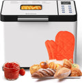 Karinear Brotbackautomat, 20 Programme, Timer 15 Std., 2LB Edelstahl, 3 Laibgrößen, Weiß
