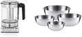WMF Küchenminis Vario Wasserkocher 2-in-1, Glas-Teekocher mit Temperaturkontrolle, 1,0l, 1900W, inkl. 4-teiligem Gourmet-Edelstahlschüsselset