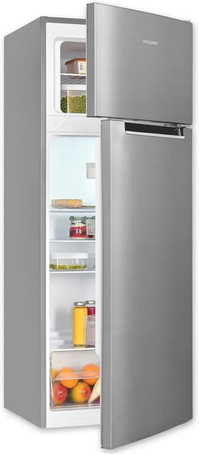 Hochwertige Kühl-Gefrierkombination, 206L, 4-Sterne-Gefrierfach, 143cm Höhe, Edelstahloptik