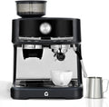 Halbautomatische Espressomaschine 20 bar mit Kaffeemühle und Milchaufschäumer, 58mm Siebträger, 1,5L Tank, leicht zu reinigen, Schwarz