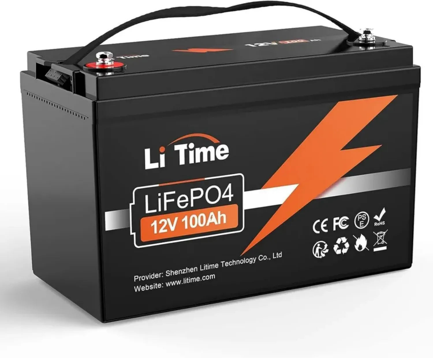 LiTime 12V 100Ah LiFePO4 Akku, 1280Wh Lithium-Batterie, 100A BMS, 4000-15000 Ladezyklen, Serie/Parallel Unterstützung