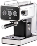 Russell Hobbs Espressomaschine aus Edelstahl Schwarz, 15 Bar Druck, Siebträger, ESE-Pads, automatische Dosierung, manuelle Option, Dampfdüse für Heißwasser und Milchschaum