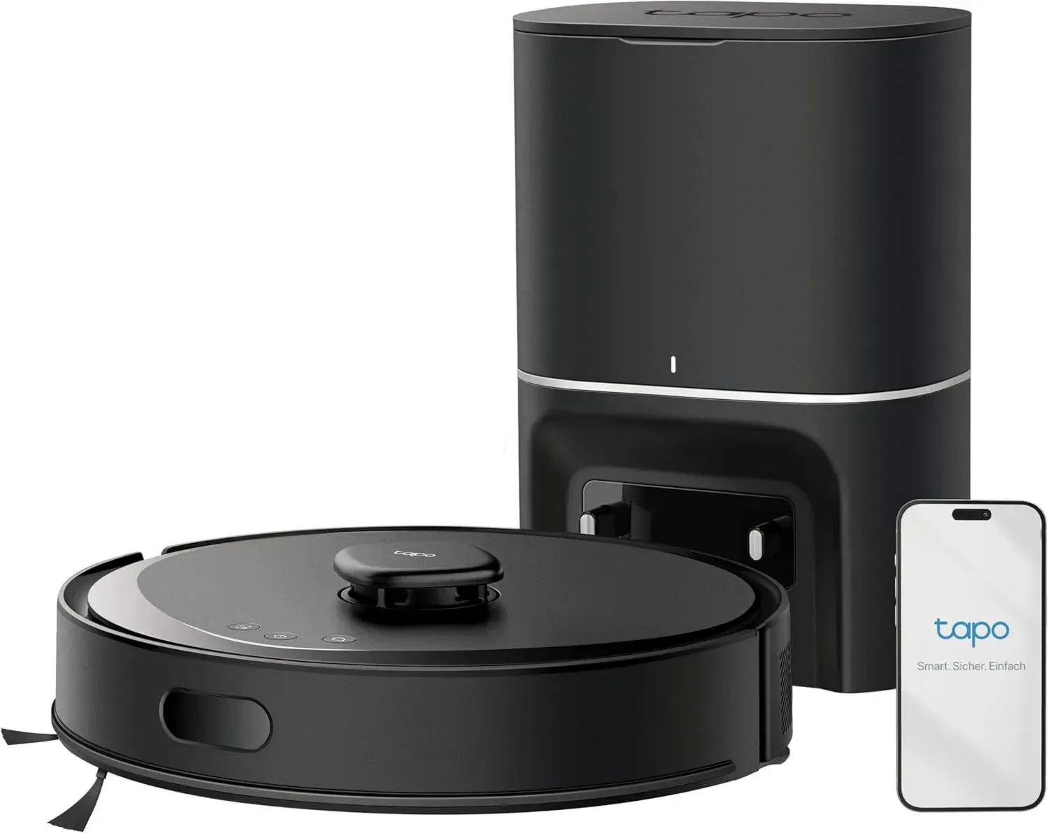 Tapo RV30 Max Plus intelligenter Saugroboter mit Wisch- und Absaugstation, 5300Pa Power, Dual-Navigation, Sprachsteuerung, APP-fähig