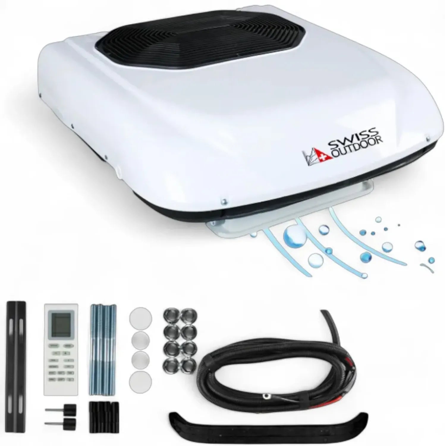 Swiss Outdoor® Ultra-Leise Dachklimaanlage 9.600 BTU, Ideal für Wohnmobile, Camper & LKW