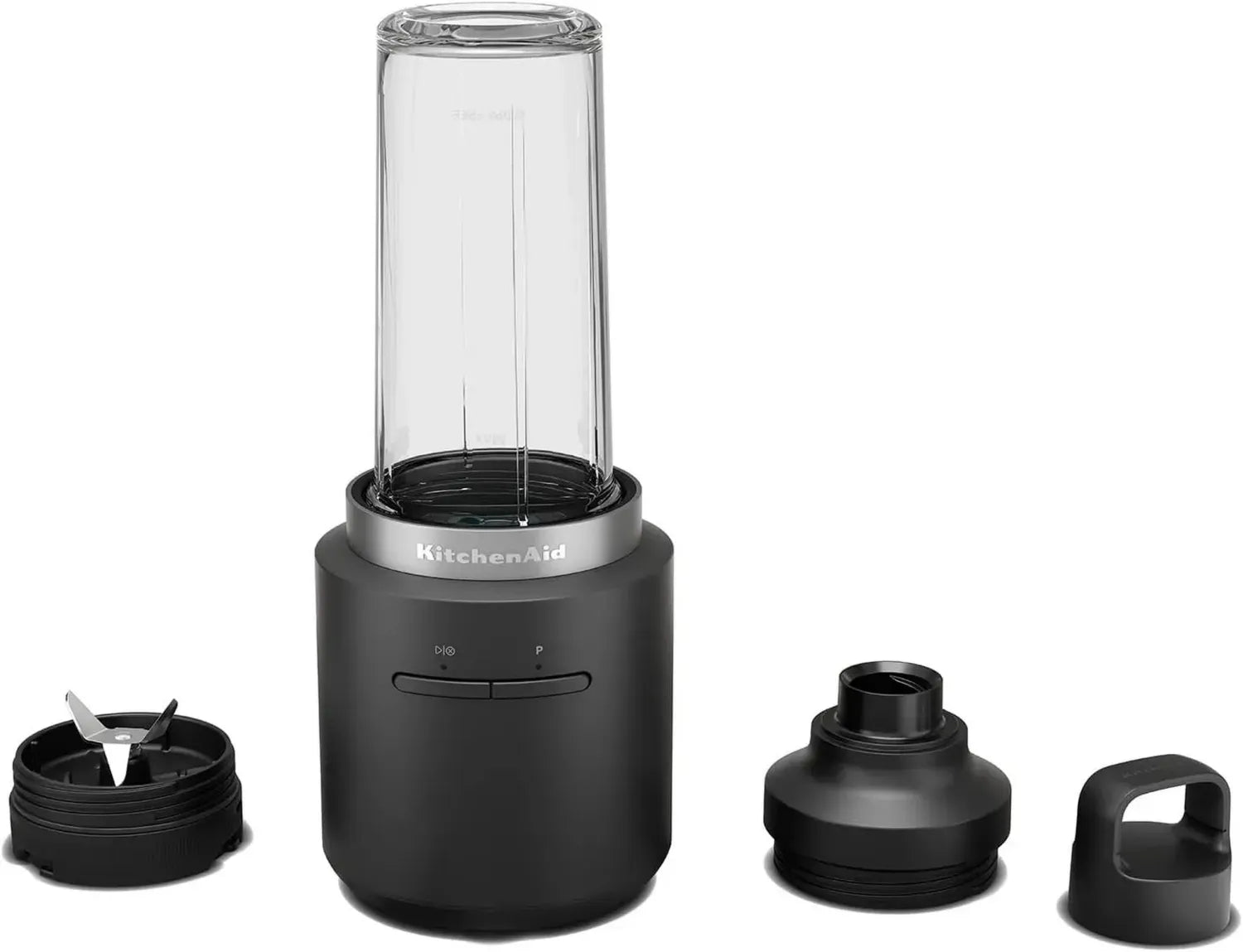 Kabelloser Personal Blender von KitchenAid – Tragbarer Mixer mit 473 ml BPA-freiem Becher – Edelstahlklingen – Impulsfunktion – Integrierter Akku – Farbe: Schwarz