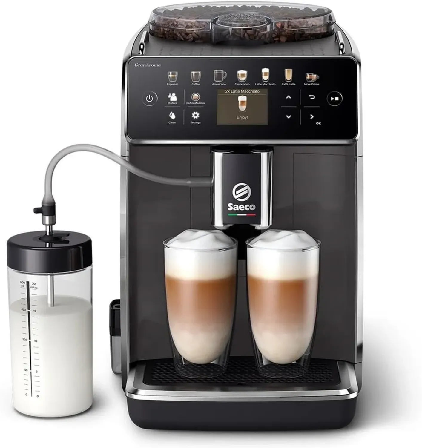 Saeco GranAroma Kaffeevollautomat – 14 Spezialitäten, Farbdisplay, Benutzerprofile, Keramikmahlwerk, 1500W
