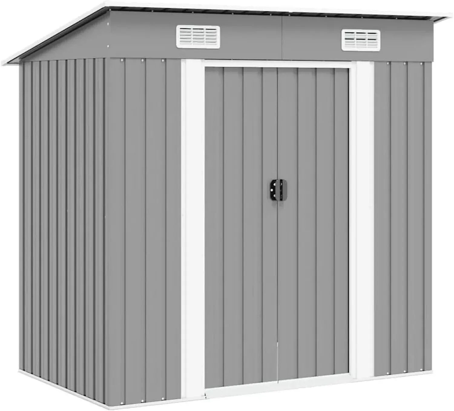 Hommdiy Metall Geräteschuppen mit Schiebetür für Garten