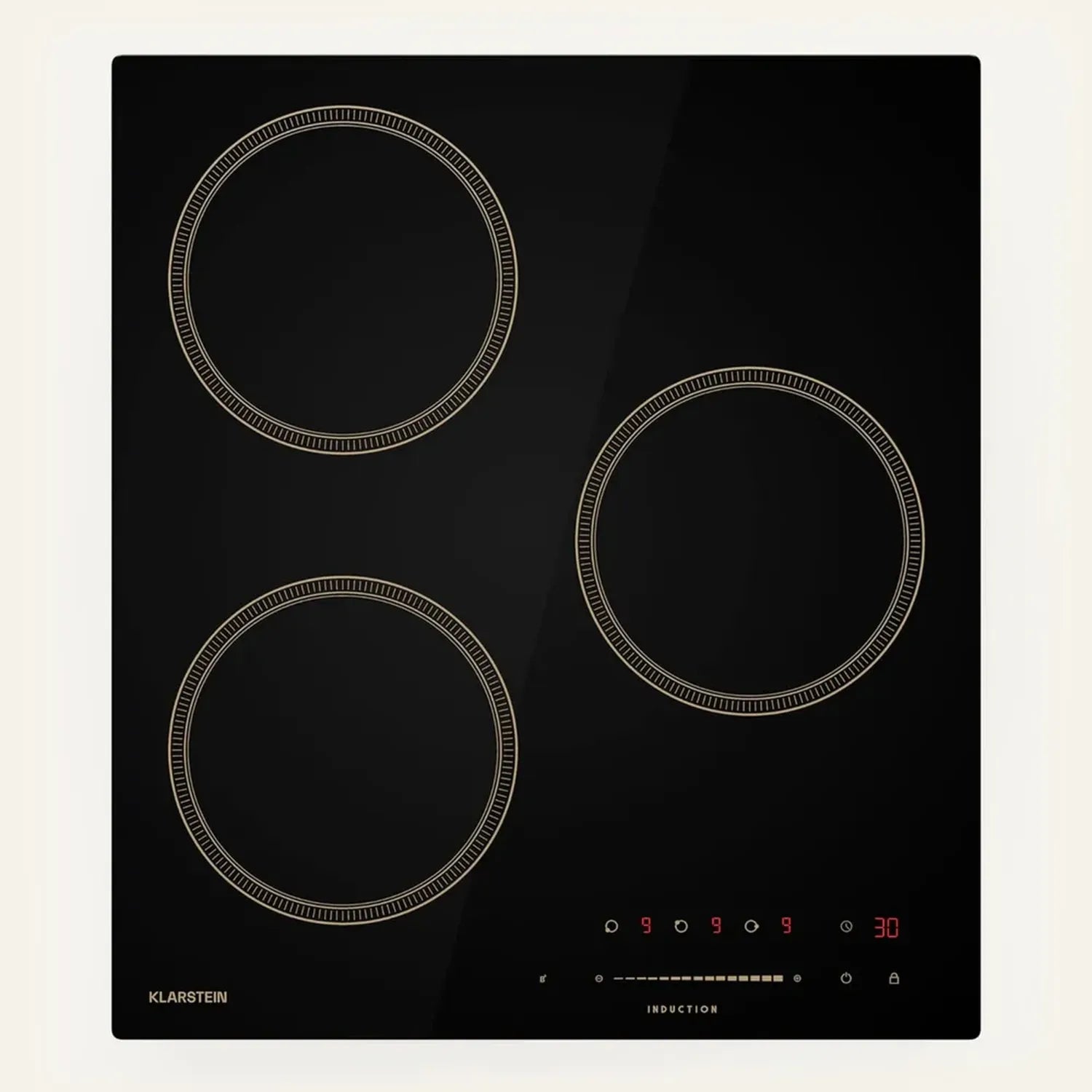 Klarstein Victoria 3-Zonen-Induktionskochfeld, 6600 W, Booster, Touch-Bedienung, Timer, Kindersicherung, 45 cm, Schwarz