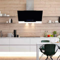 Kaiser Kopffrei-Dunstabzugshaube 80cm, Edelstahl & Schwarzglas, mit TouchControl und LED-Anzeige, 910m³/h, für Abluft und Umluft