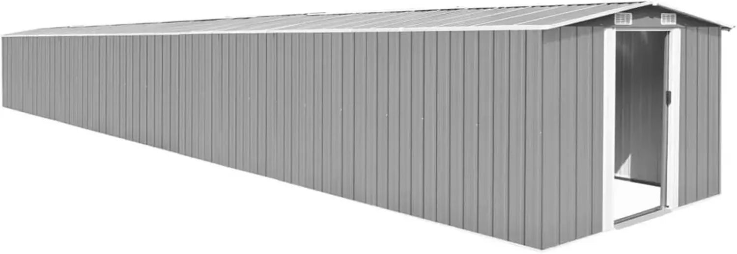 Robustes Gerätehaus aus verzinktem Stahl, Grau 257x990x181 cm, ideal für Garten und Garage