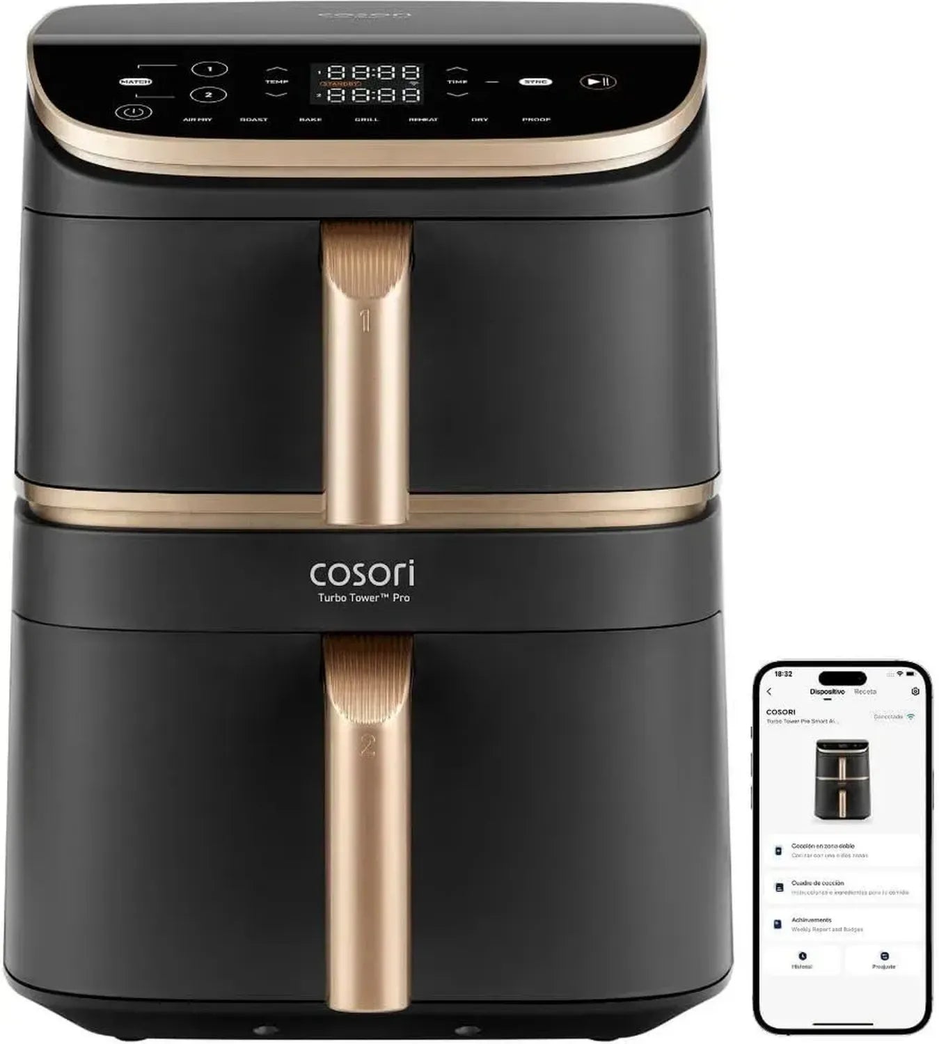 COSORI Turbo Tower Pro Smart Chef Edition Heißluftfritteuse 10,8L WiFi Schwarz