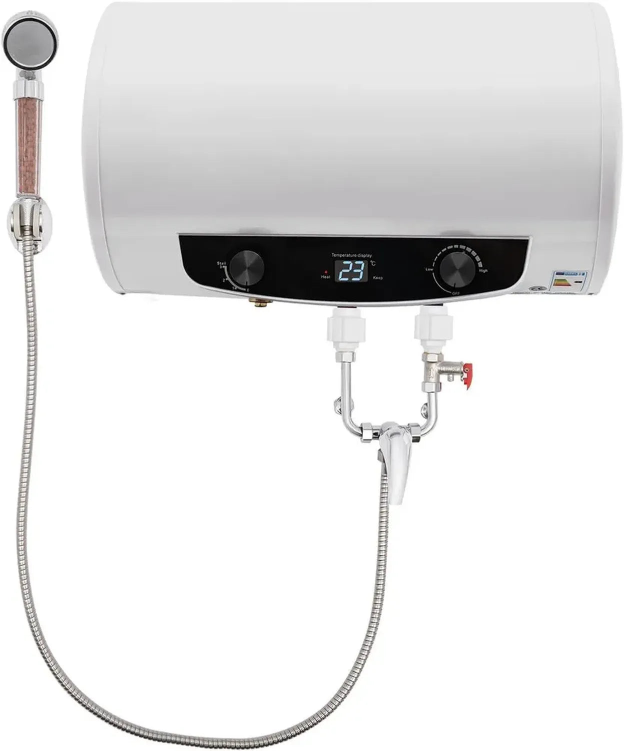 35L Elektro-Durchlauferhitzer mit 2000W, Boiler für Dusche & Küche, IPX4 Wasserschutz, Weiß