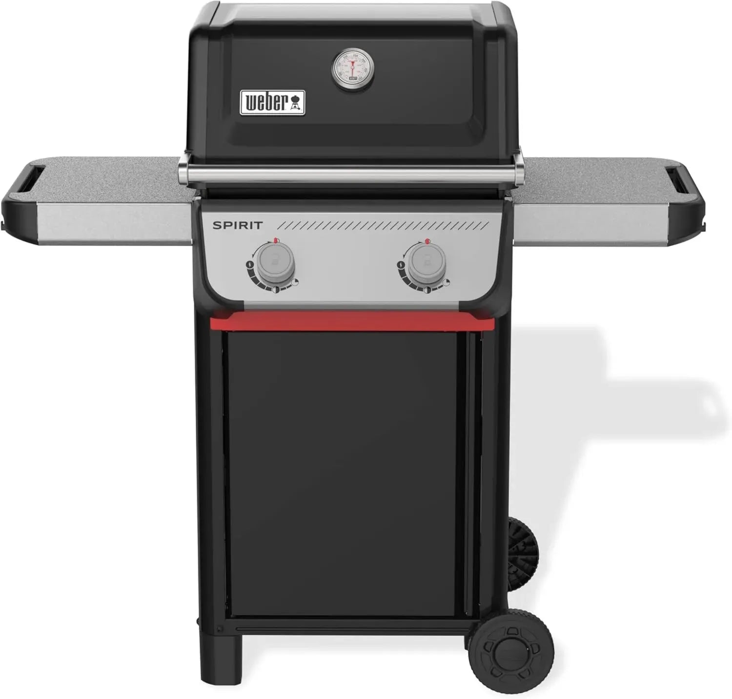 Weber Spirit E-210 Gasgrill mit 2 Brennern, 51x46 cm Grillfläche, Warmhalterost und Deckelthermometer, Schwarz/Silber