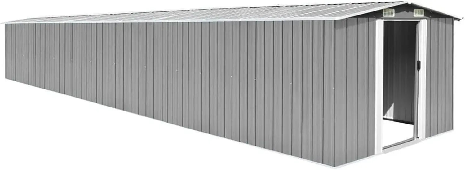 Tidyard Großes Metallgerätehaus mit Satteldach, 257x779x181 cm, Verzinkter Stahl, Grau