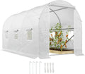 Outsunny Großes Foliengewächshaus 350x200x200 cm Weiß für Pflanzenanbau