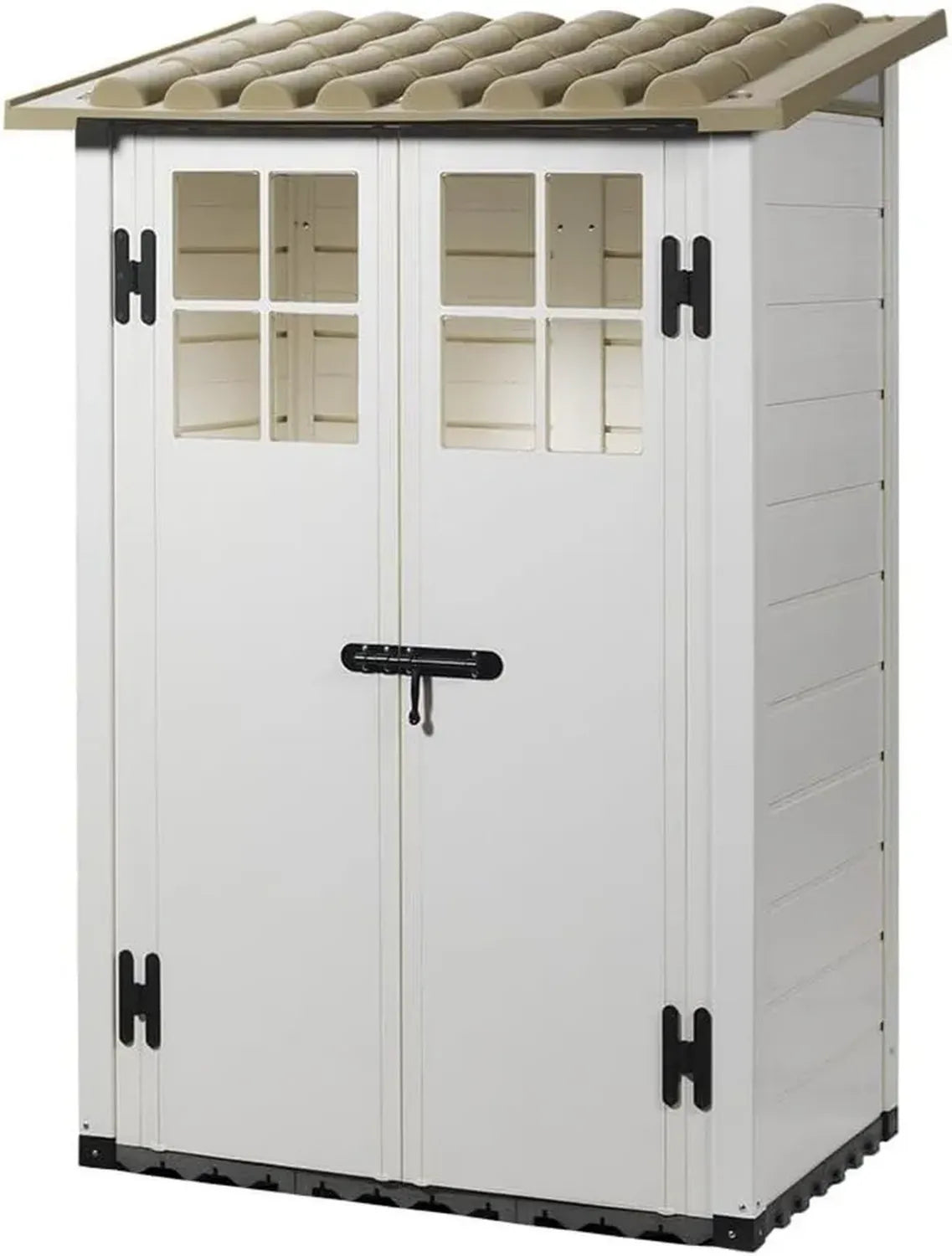 NOOR Schuppen Tuscany Evo 100, PVC witterungsbeständig, 95x139x201 cm, inklusive Fenster und Boden, Beige/Taupe