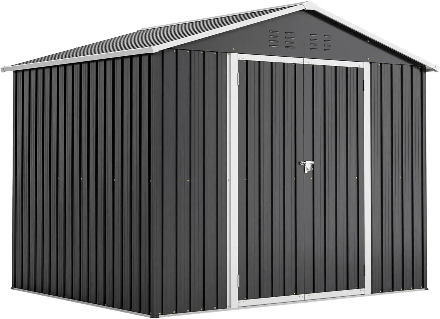 Robustes Metallgerätehaus mit Pultdach in Schwarz, 240 x 192 x 191 cm, inklusive Fundament
