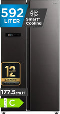 Midea Side-by-Side Kühlschrank mit No Frost und WLAN-Steuerung, 596L Gesamtkapazität, Inverter-Technologie, Jazz Schwarz