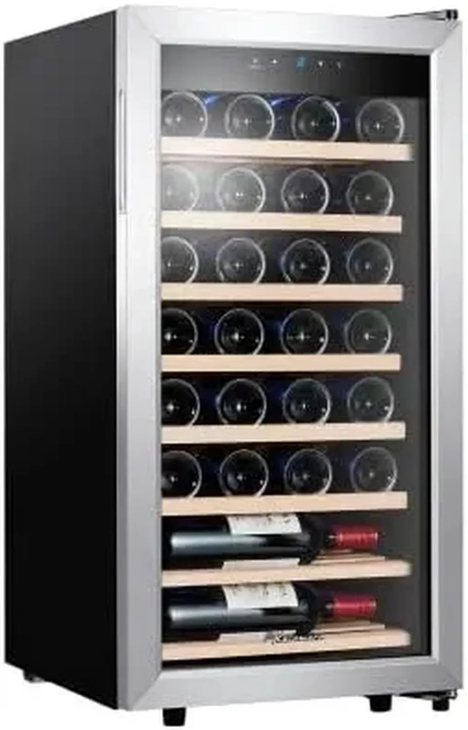 Kalamera Weinlagerschrank für 28 Flaschen, Edelstahl-Design, Touch-Steuerung, Temperaturbereich 5-18°C