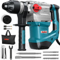 Hochleistungs-SDS-Plus Bohrhammer, 1500W 7J Schlagleistung, 4-in-1 Funktionen, Vibrationsschutzgriff, Sicherheitskupplung, 32 mm Betonbohrung, inkl. Bohrer und Meißel