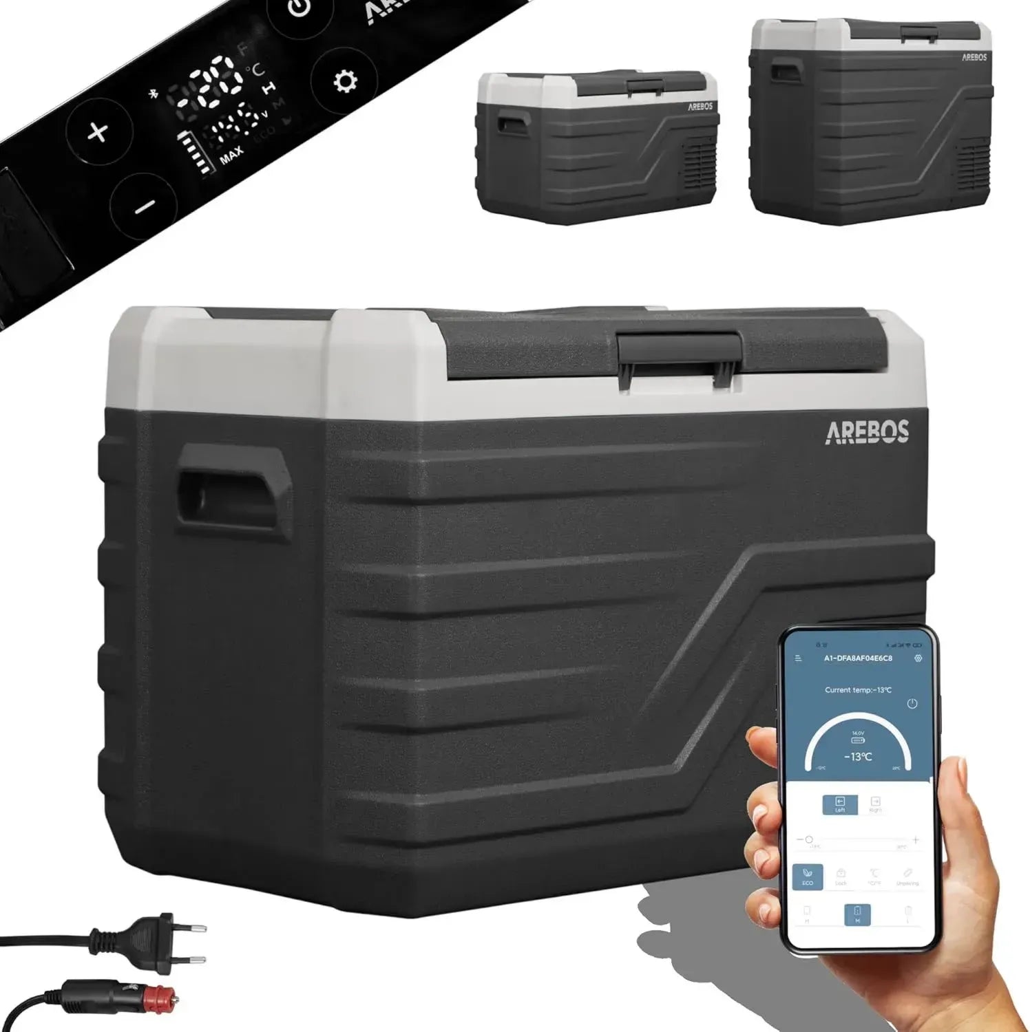 Arebos 35L Elektrische Kompressor-Kühlbox mit App-Steuerung und USB-Anschluss, -20 °C, 12/24V 230V, Ideal für Auto, LKW, Camping, Boot, Wohnmobil