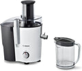 Bosch Entsafter VitaJuice 2, 700 W, XL Einfüllschacht, 1,25l Behälter, einfache Reinigung, spülmaschinengeeignet, weiß/grau