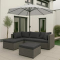 Mendler Poly-Rattan Lounge-Set HWC-O46, Balkon- und Gartensofa mit Kissen, Grau/Dunkelgrau