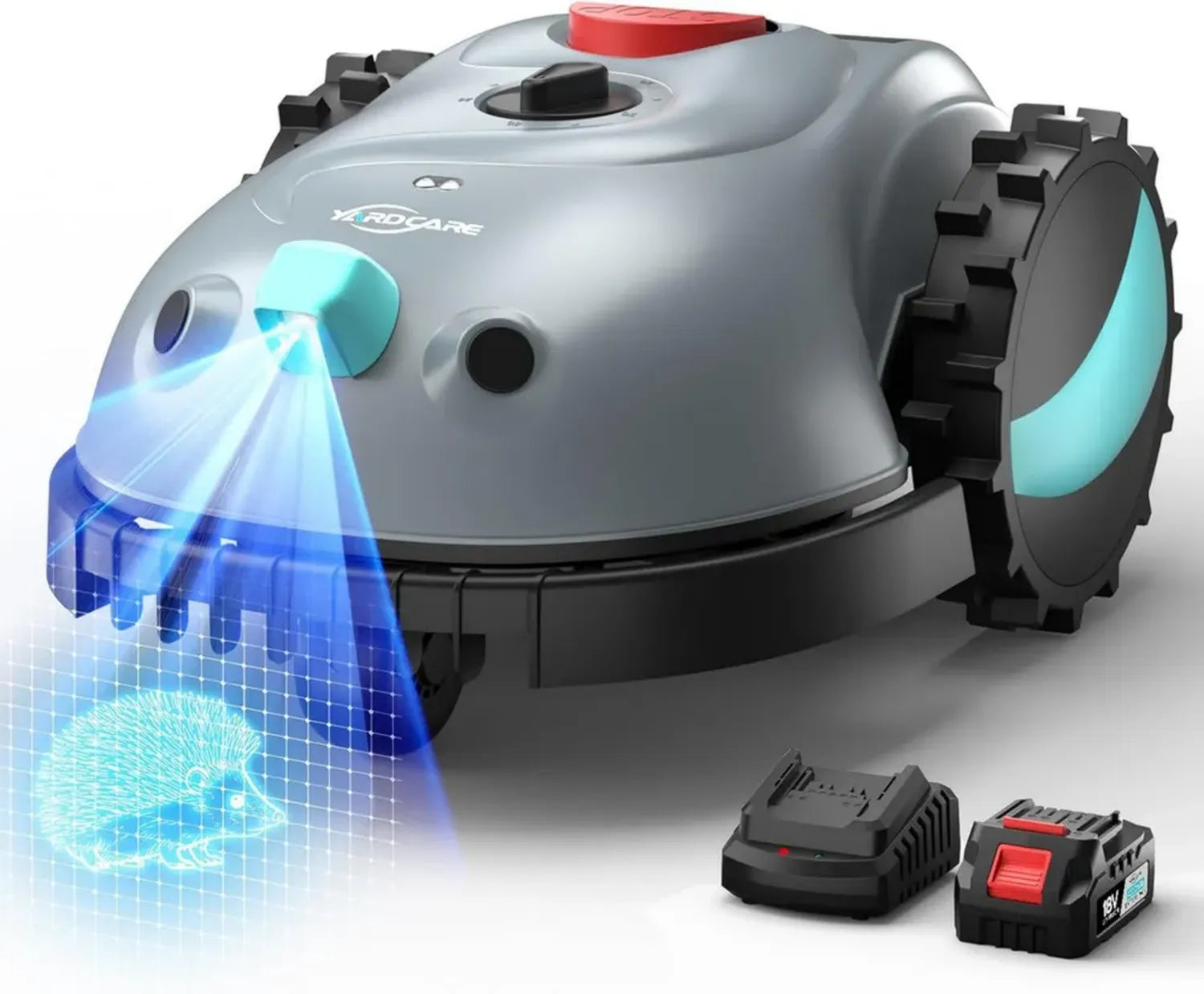 YARDCARE V100 Rasenmähroboter mit Kamera und Hinderniserkennung, 4 Ah Akku, Vision-Navigation, ohne Begrenzungskabel, inklusive Ersatzklingen, für 150㎡ Fläche