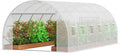 VEVOR Gartengewächshaus 590x295x198 cm, robustes Tomatenhaus aus verzinktem Stahl, grüne PE-Abdeckung, mit Reißverschlusstür und 12 Belüftungsfenstern, ideal für Outdoor, Weiß