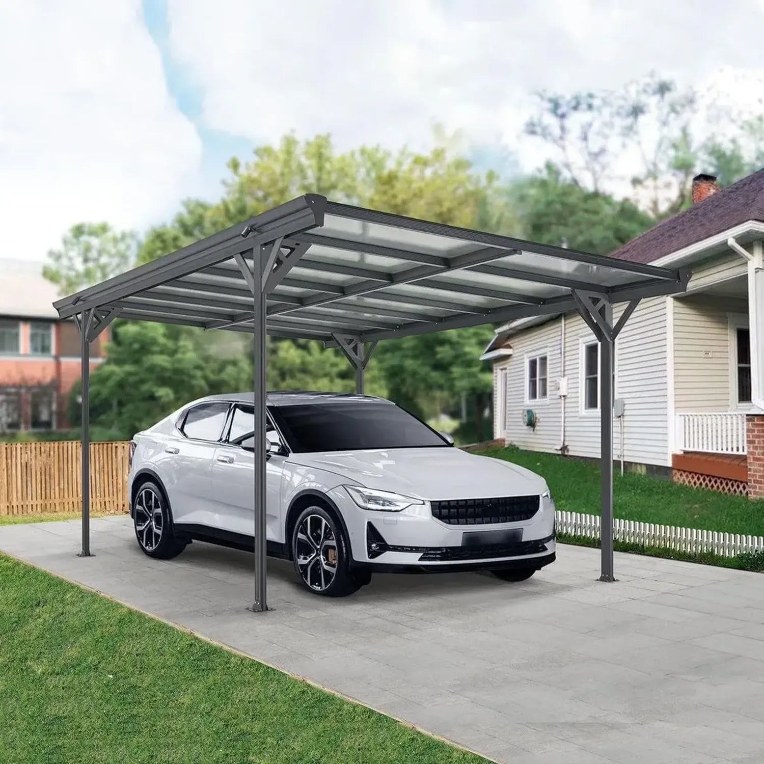 Aluminium Carport 5x3 m Anthrazit für Autos, Boote und Fahrräder mit Flachdach