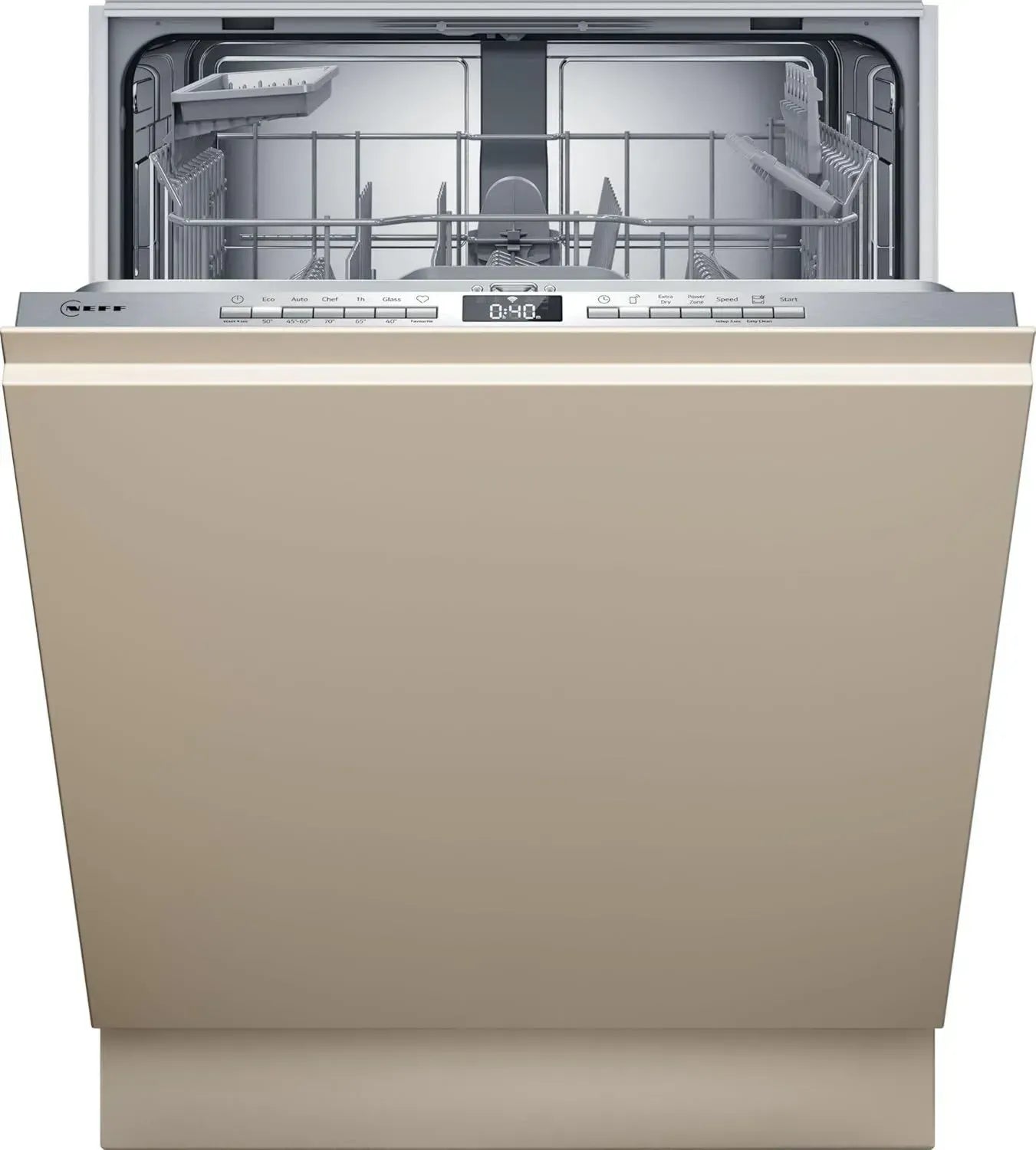 NEFF S153ITX01E Vollintegrierter Geschirrspüler 60 cm, Besteckschublade, Flex Korbsystem, Favoritenprogramm, Automatische Türöffnung, Aqua Stop