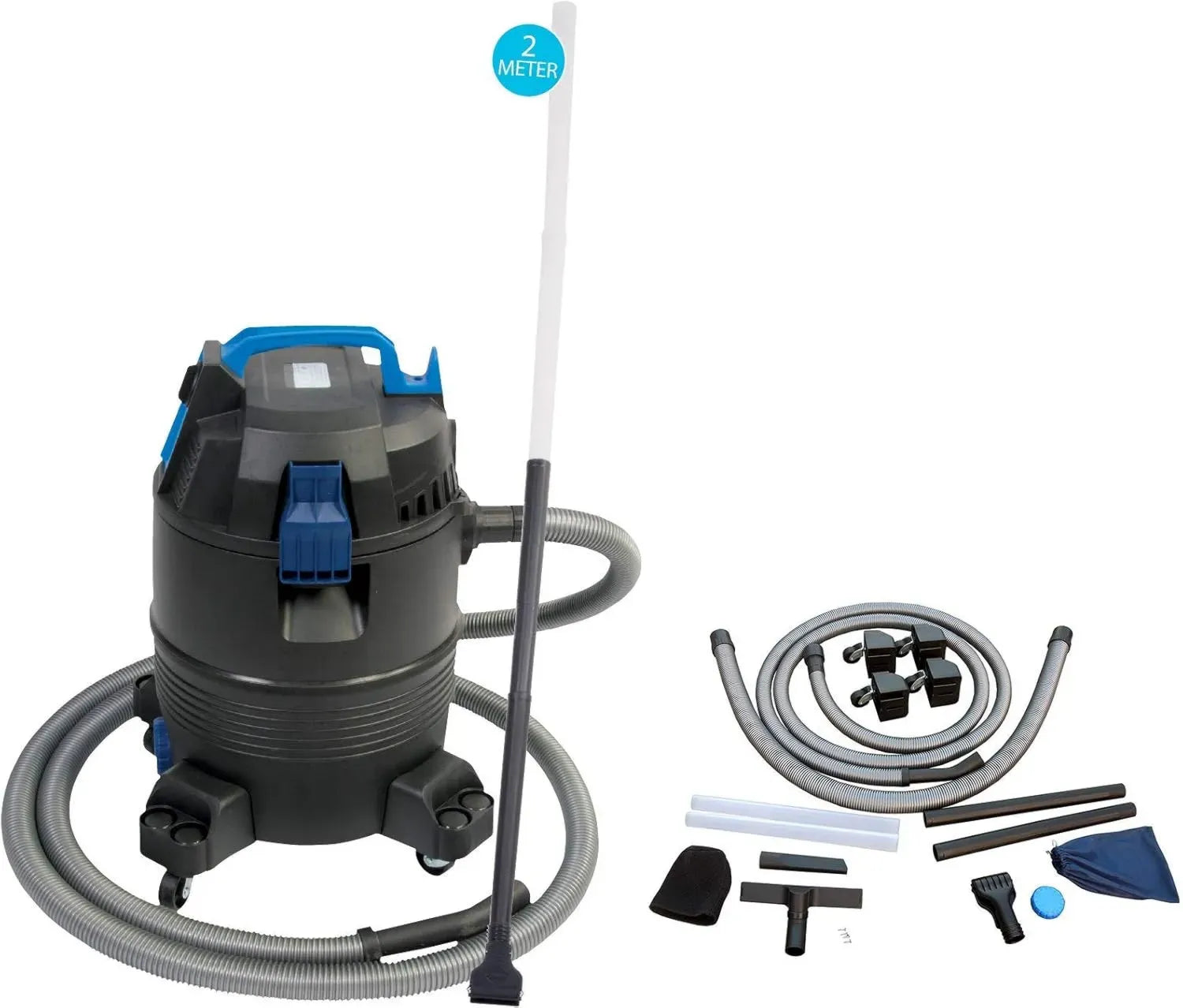 AquaForte Nass-Trockensauger - 1400 W - Robuster Kunststofftank - 35 l Kapazität - 4 m flexibler Schlauch - Ideal für Teich- und Poolpflege, Schwarz