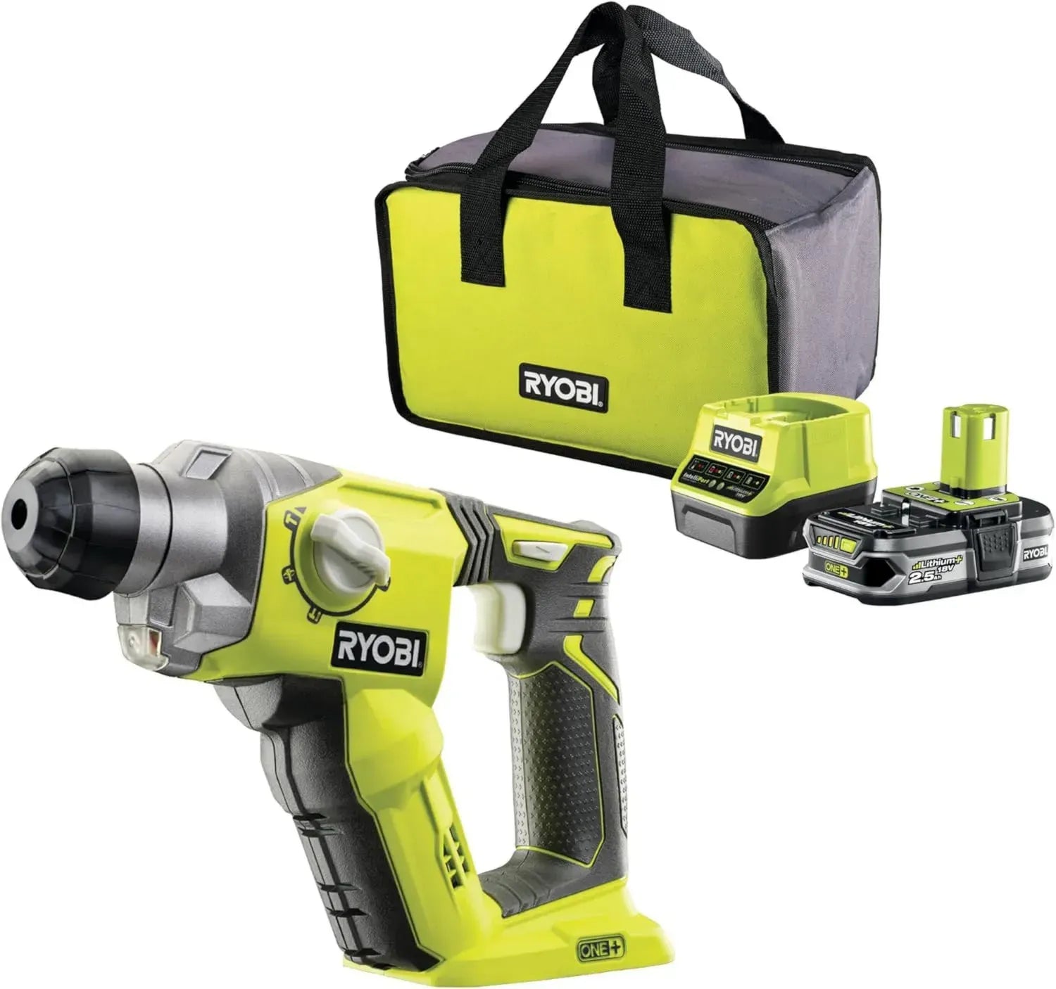 RYOBI 18V ONE+ Akku-Bohrhammer mit 1.3 J Schlagenergie und 2.5Ah Akku