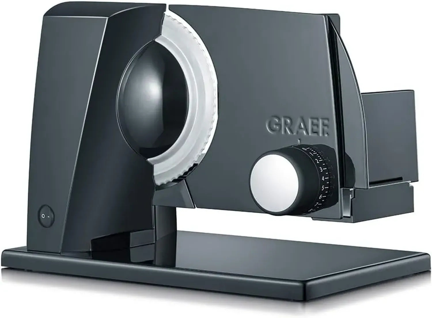 GRAEF Elektrischer Allesschneider SKS110, Rostfreies Wellenschliffmesser 170mm, Verstellbare Schnittstärke 0-20mm, Energiesparmotor, Kindersicherung, Schwarz