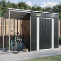Modernes Metall-Gartenhaus mit Anbaudach, 277x111x181 cm, Anthrazit