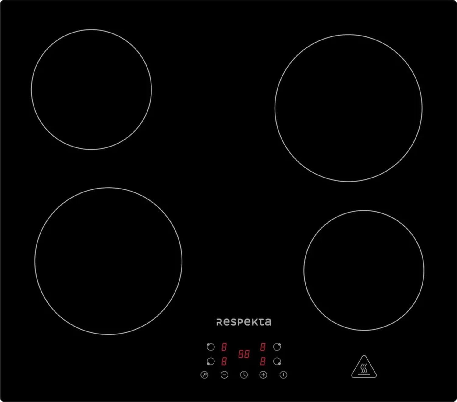 Respekta Autarkes Glaskeramikkochfeld, 60 cm, 4 Zonen, Touch Control, Schwarz