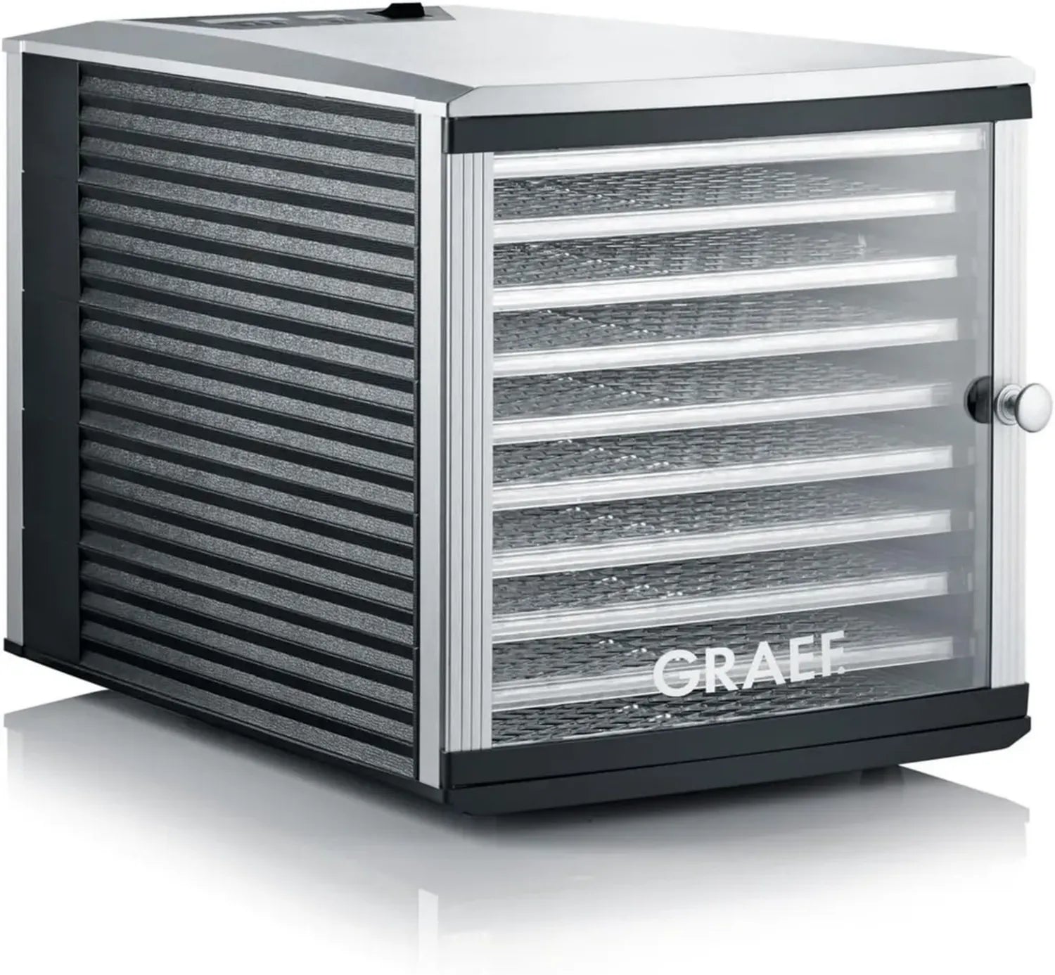 GRAEF DA510EU Lebensmitteltrockner Silber mit Timer, Temperaturregelung 30–70°C, kompaktes Schubladendesign