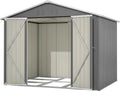 Grau Metall Gerätehaus mit Pultdach und Fundament, Großer Gartenschuppen ohne Boden