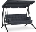 MCombo 3-Sitzer Gartenschaukel mit Liegefunktion, extra dicke Kissen & Sonnendach, wetterfest, bis 300 kg, 201x125x173 cm, grau