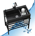 Robuster Edelstahl Spültisch mit Armatur für Außen- und Innennutzung, ideal für Gewerbe, Garten und Camping, 1 Becken, 100x45x86 cm