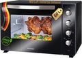 XXL Minibackofen 60L, 2000W mit Umluft und Drehspieß, Isoliertes Gehäuse, Krümelblech und Innenbeleuchtung, Ideal für Camping