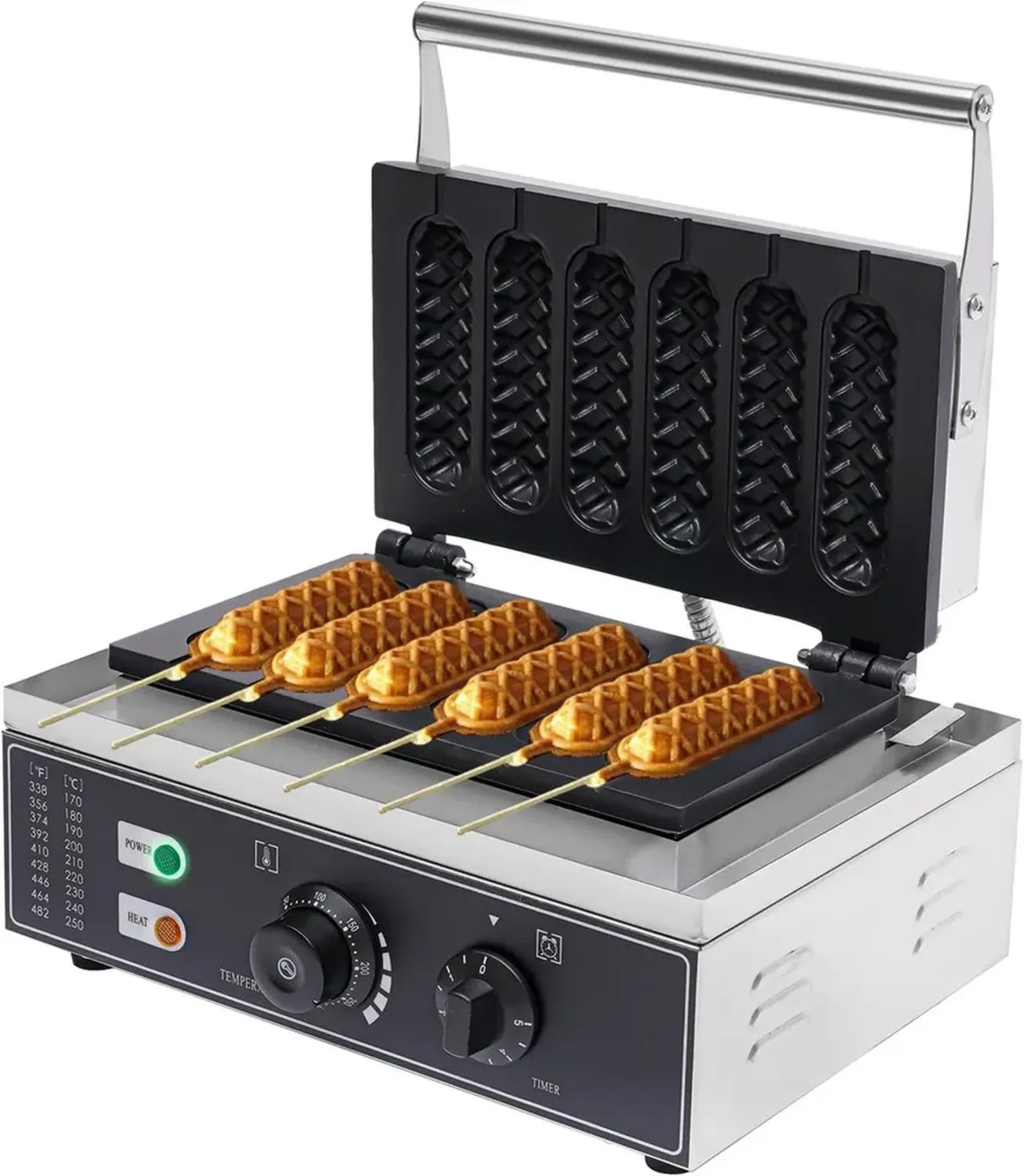 Profi Waffelautomat 1500W, Edelstahl Waffeleisen für Stielwaffeln, Ideal für Bäckereien und Gastronomie
